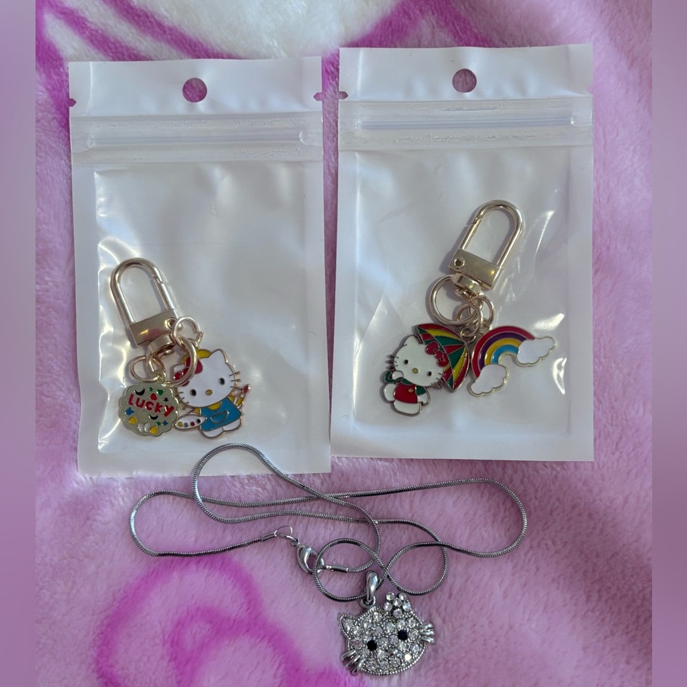 Hello Kitty Bag Charms and Necklace Set